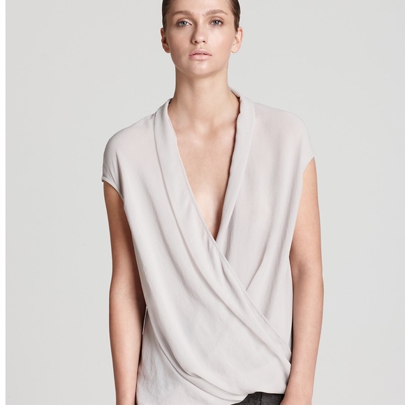 HELMUT LANG SOFT GRAY FAUX WRAP TWIST TOP Medium - Picture 1 of 11